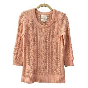 Cynthia Rowley 100% 2-Ply Cashmere Cable Knit Pullover Sweater